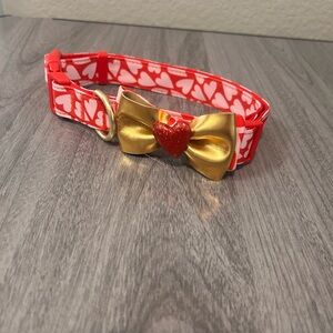 Top Paw Red and Gold Heart Dog Collar